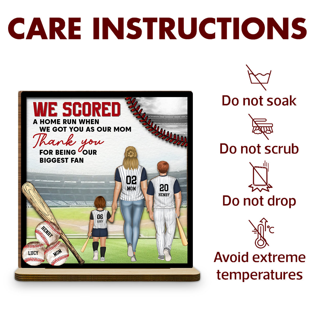 Baseball And Love Go Together - Personalized Custom 2-Layer Wood Plaque With Flat Base