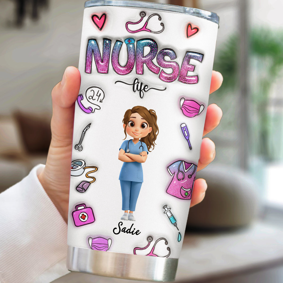 Nurse Life - Personalized Custom 3D Inflated Effect Tumbler