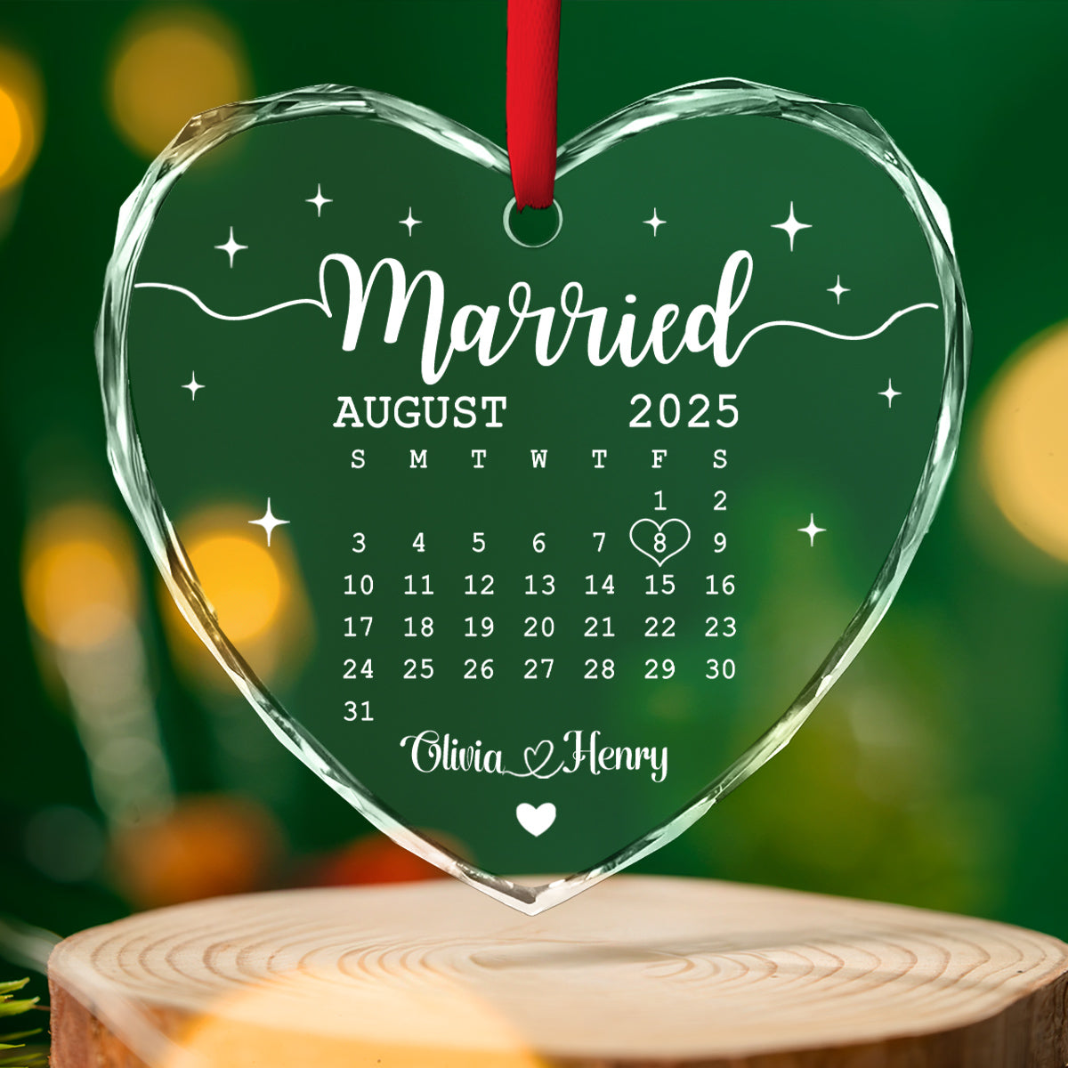 Married - Personalized Custom Glass Ornament