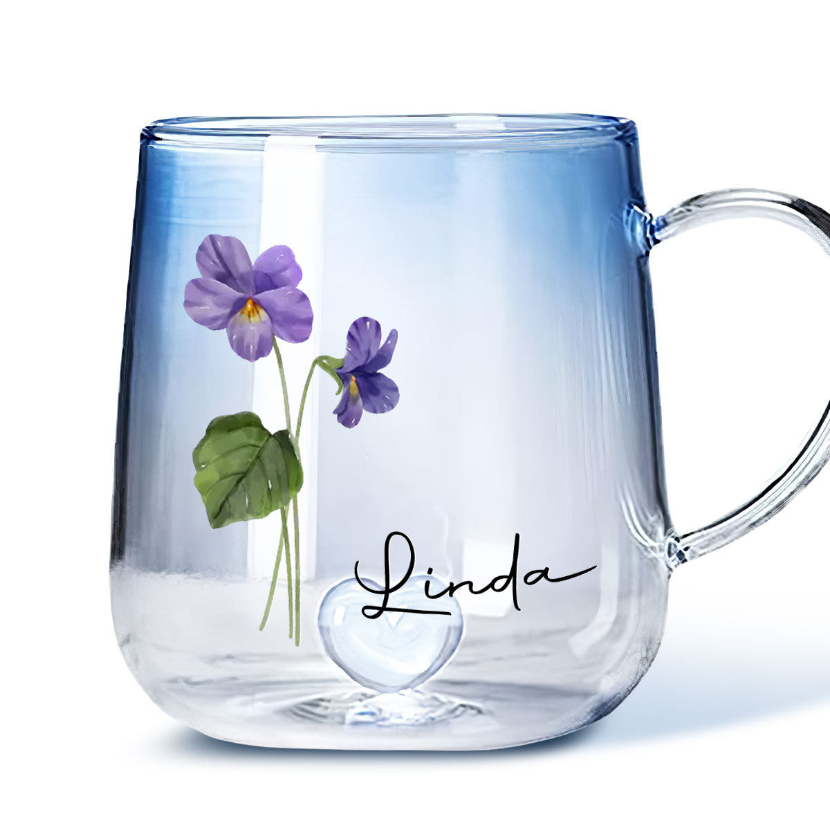 You Are The Most Beautiful Flower - Personalized Custom Blue Gradient Glass Mug