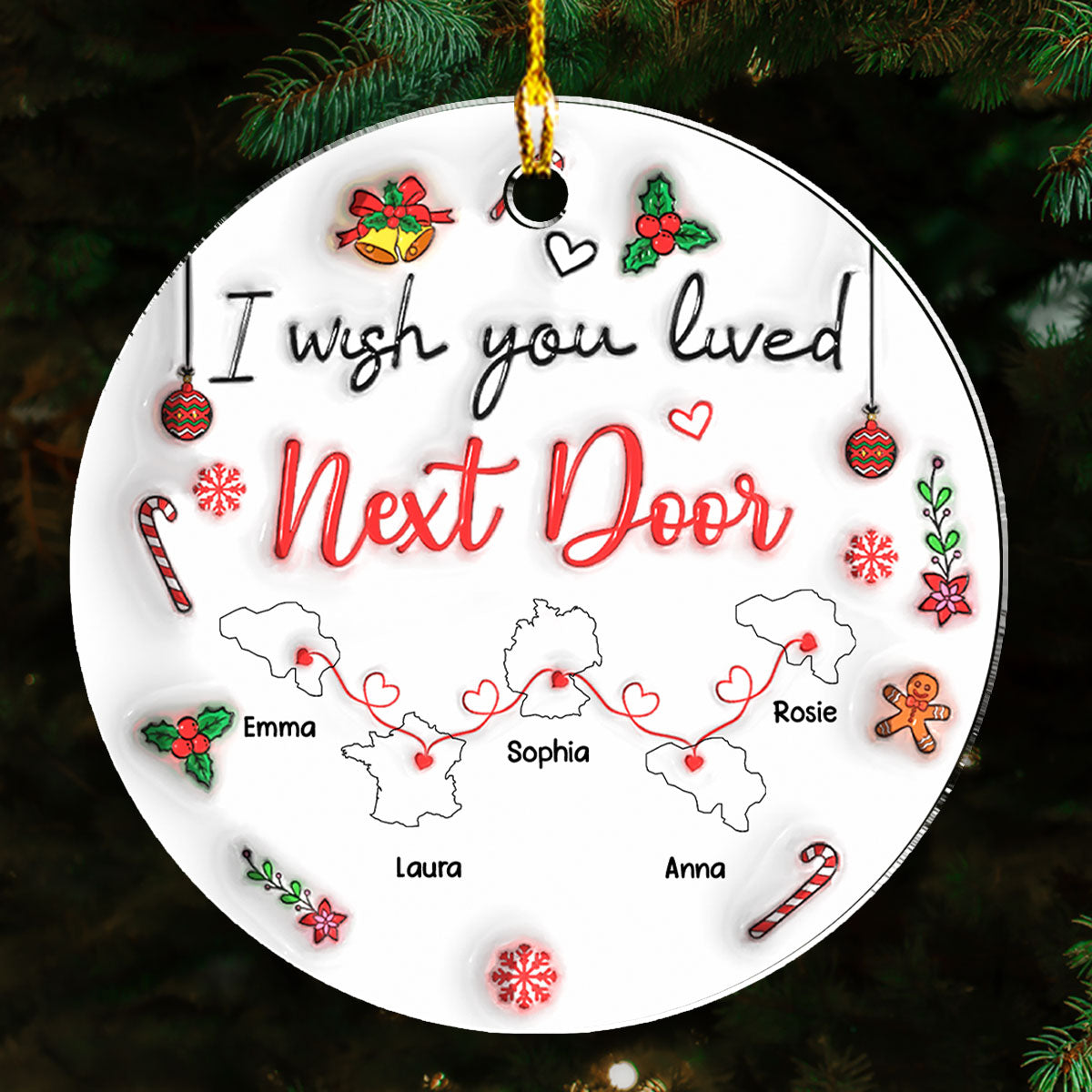 Besties Are Always Close At Heart Country Version - Personalized Custom 3D Inflated Effect Acrylic Ornament