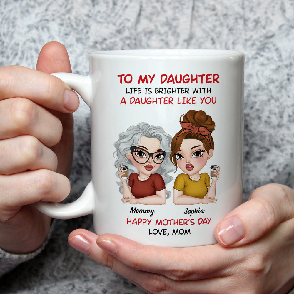 Life Shines With Amazing Daughters - Personalized Custom Coffee Mug