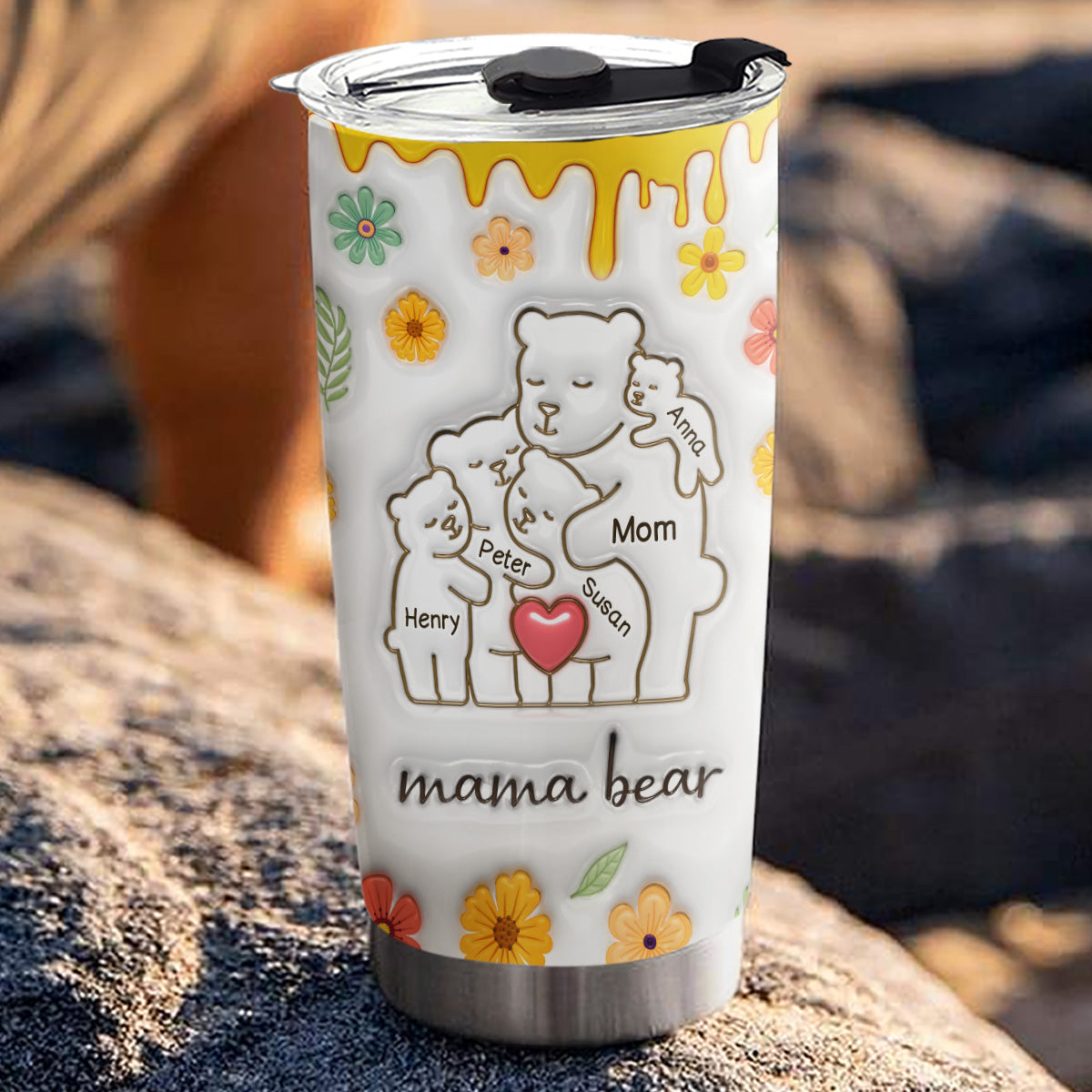 Our Mama Bear - Personalized Custom 3D Inflated Effect Tumbler