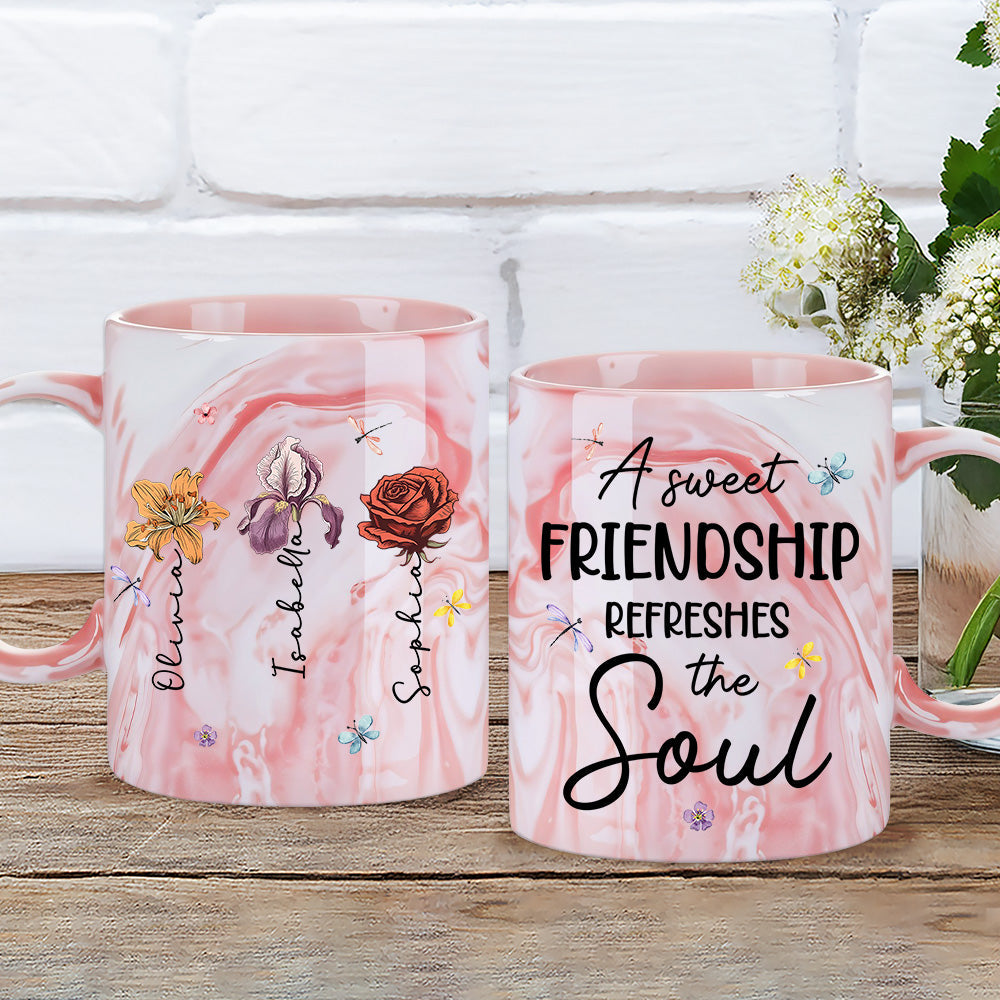 A Sweet Friendship - Personalized Custom Pink Marble Mug