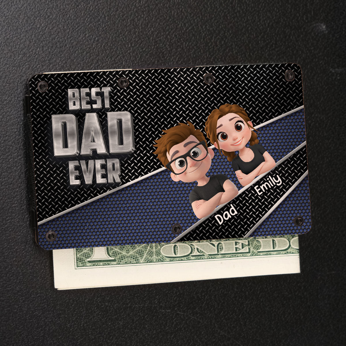 Best Daddy Ever - Personalized Custom Wooden Card Holder