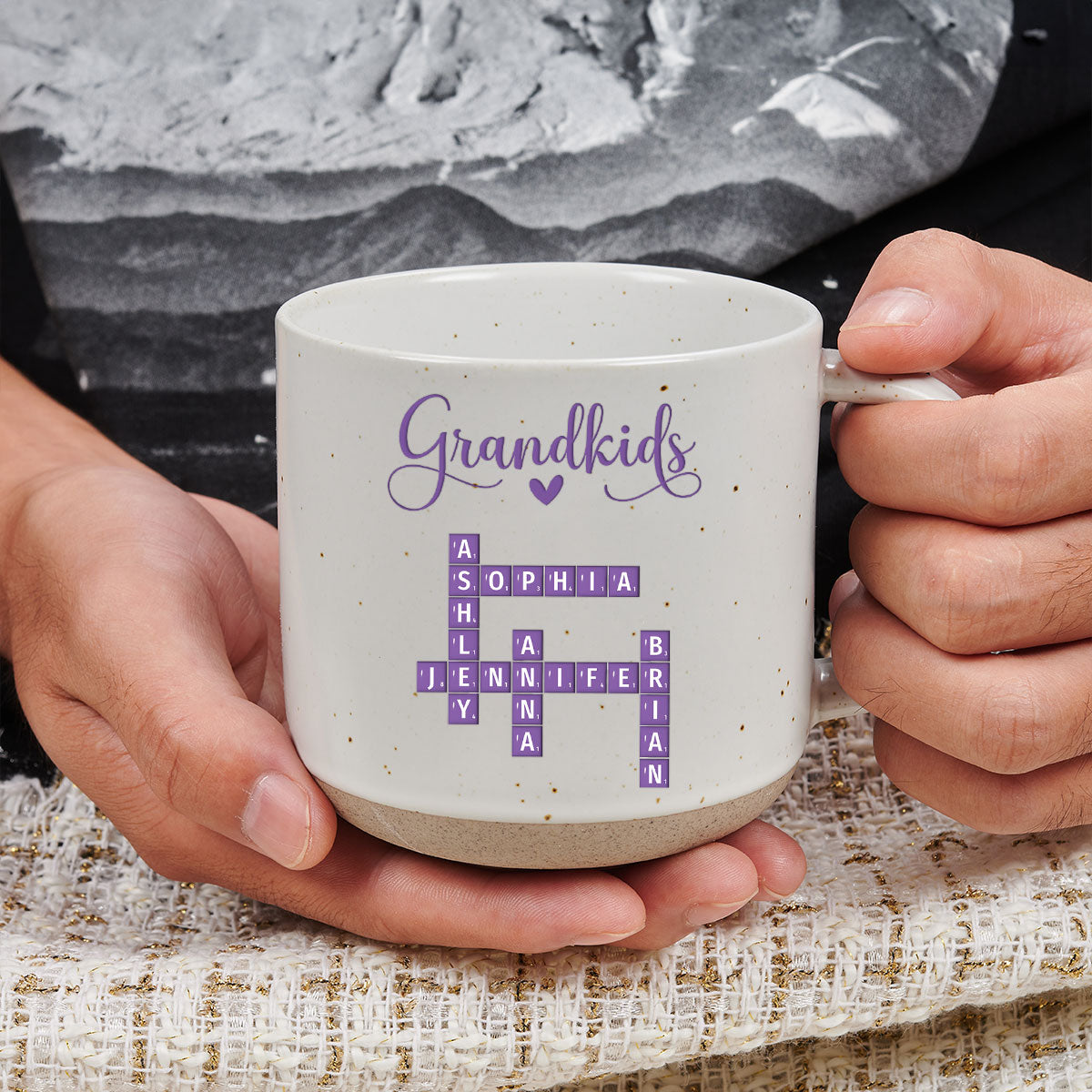Love My Grandkids Crossword - Personalized Custom Pottery Mug