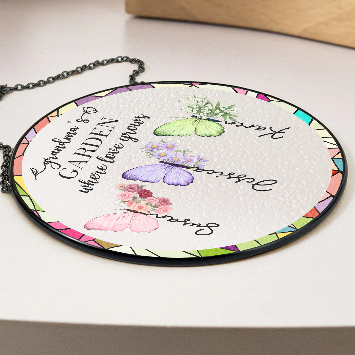 Grandma Makes Everything More Beautiful - Personalized Custom Window Hanging Suncatcher