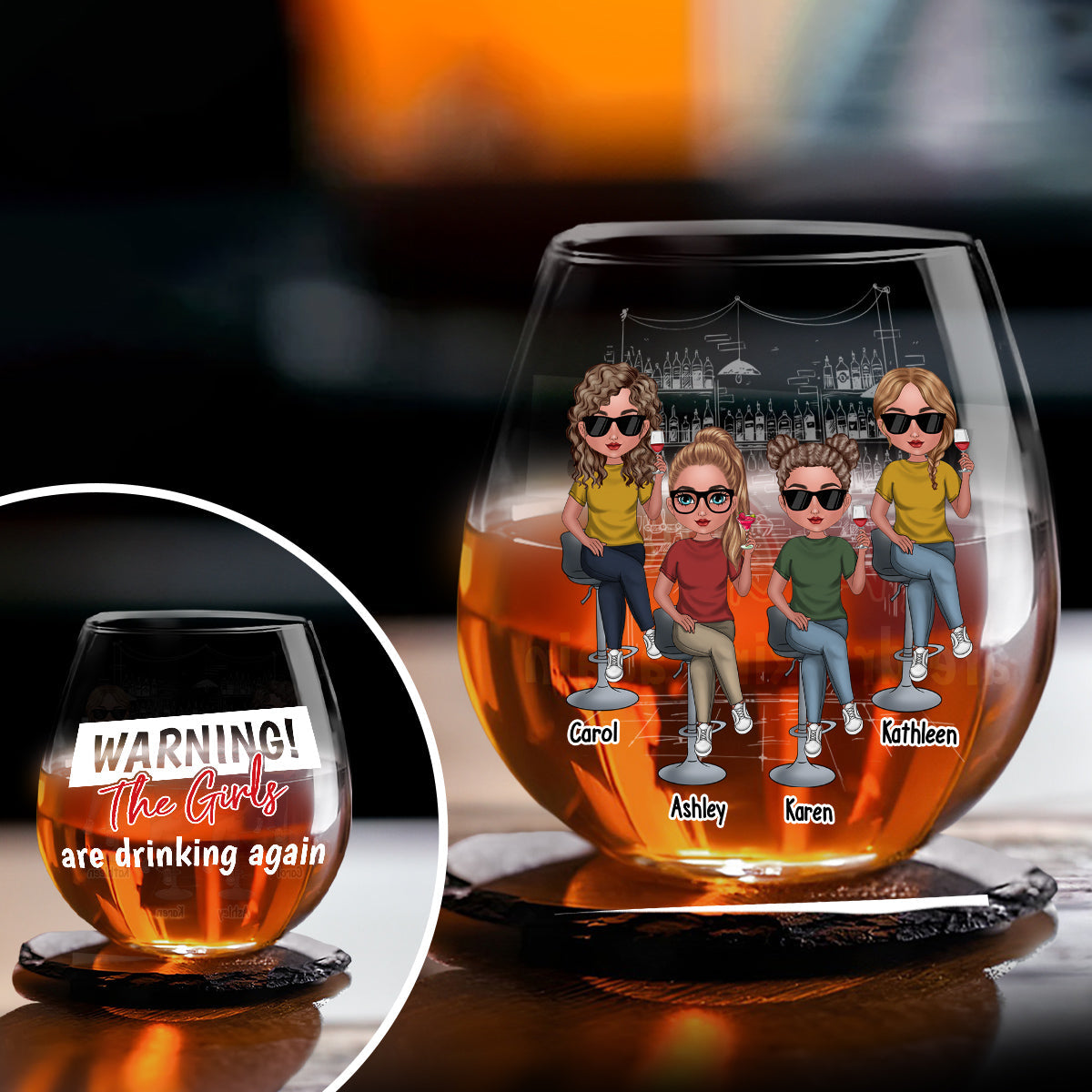 The Girls Are Drinking Again - Personalized Custom Wine Glass