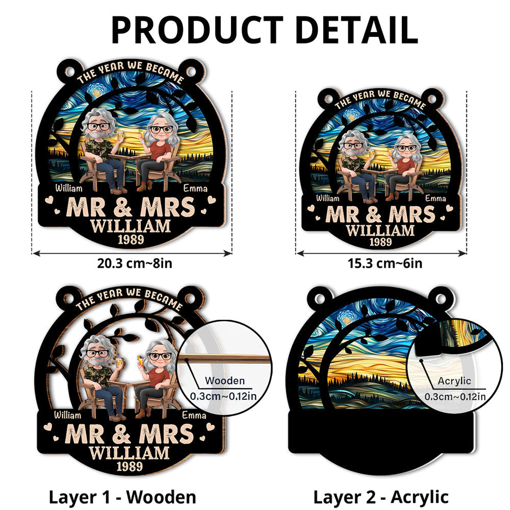 The Year We Became Mr And Mrs - Personalized Custom Suncatcher