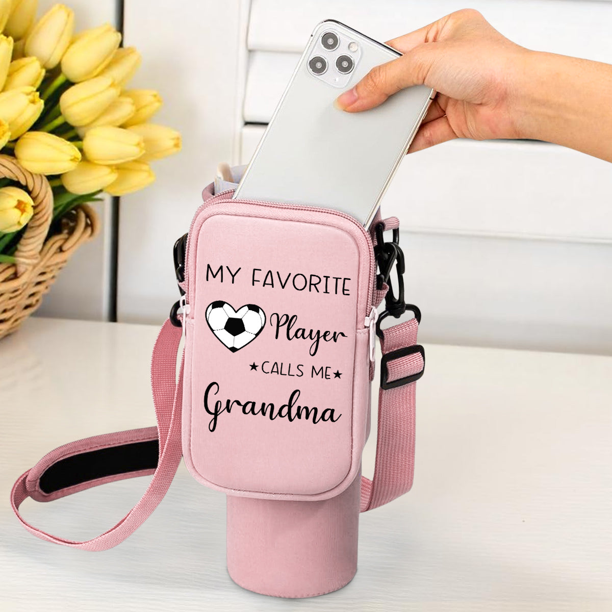 Grandma Little Champion - Personalized Custom Water Bottle Carrier Bag