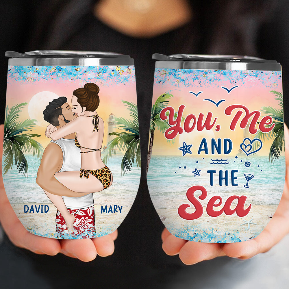 You Me And The Sea - Personalized Custom Wine Tumbler