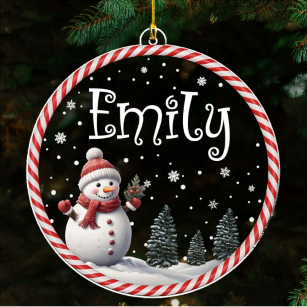 Happy Christmas Snowman - Personalized Custom Acrylic Ornament