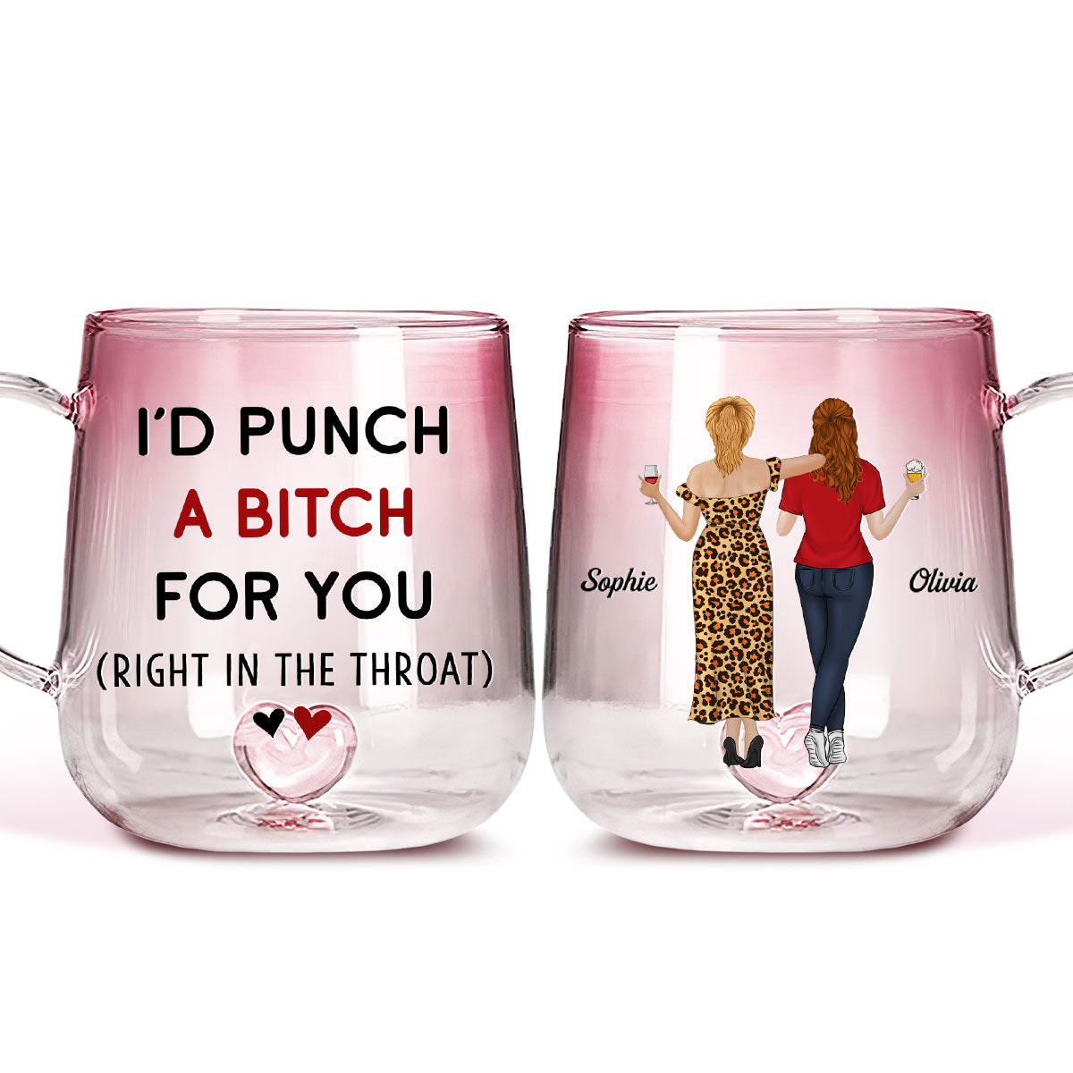Punch For You - Personalized Custom Pink Gradient Glass Mug