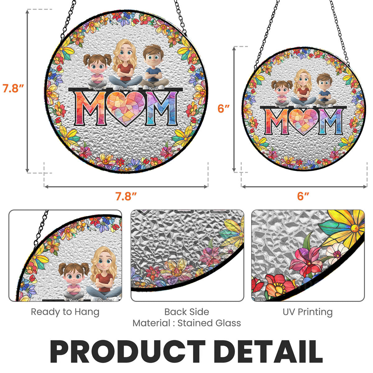 Mommy And Children - Personalized Custom Window Hanging Suncatcher