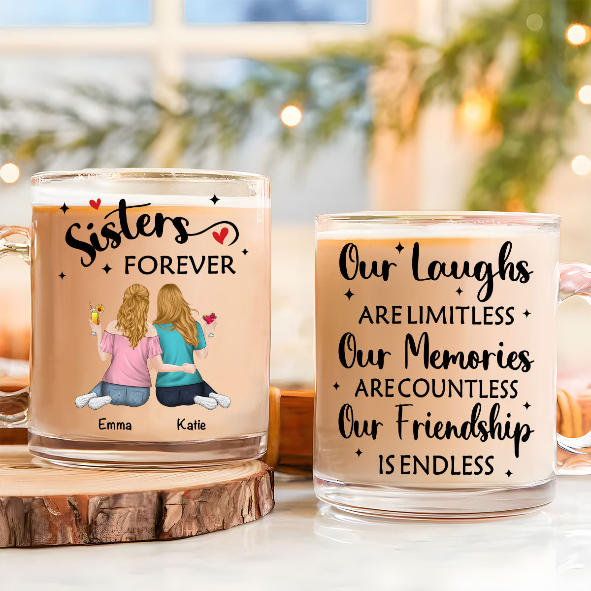 Our Friendship Is Endless - Personalized Custom Glass Mug
