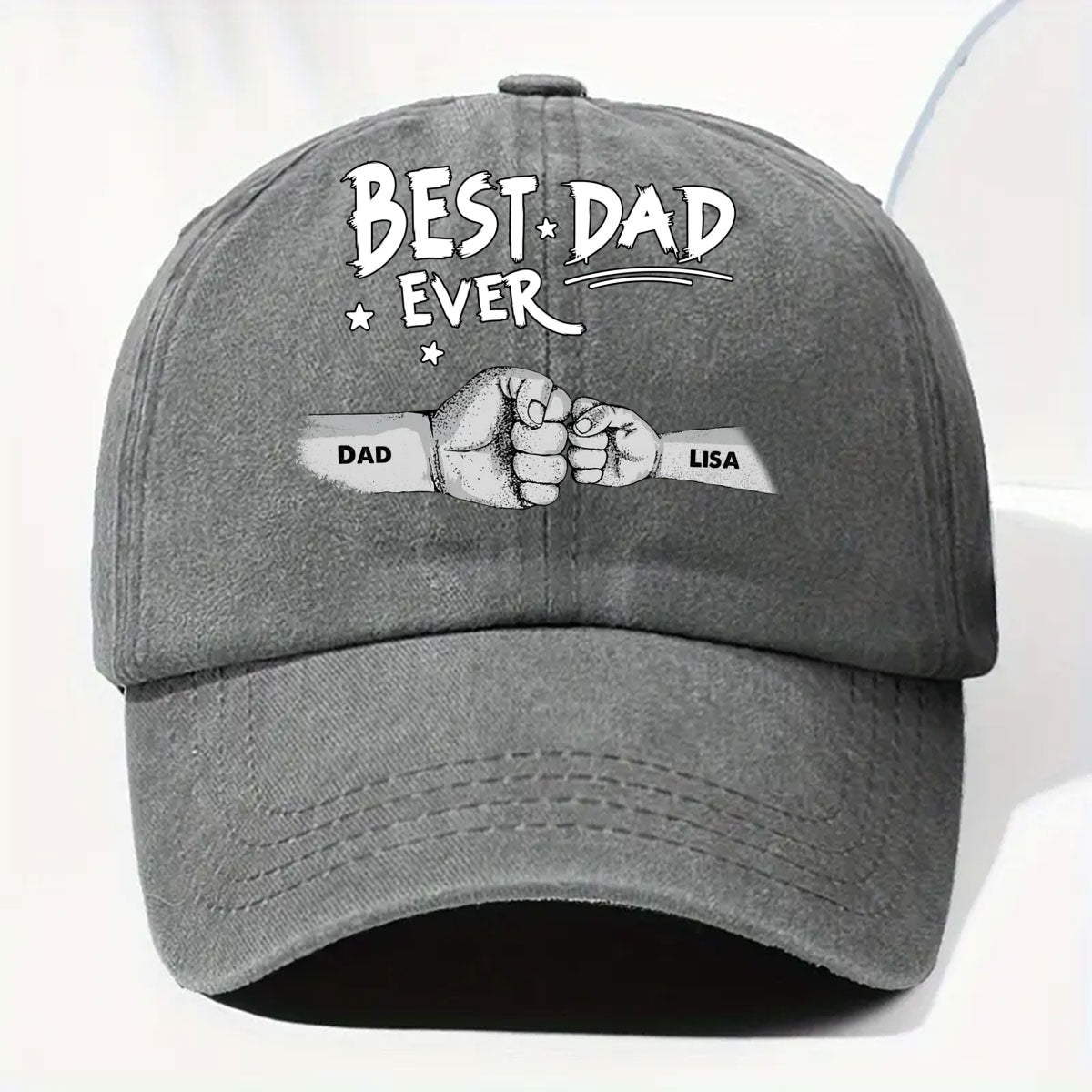 The Power Of Dad Comes From Love - Personalized Custom Vintage Washed Denim Cap