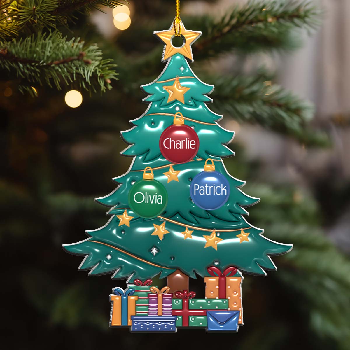 Family Tree Christmas 2024 - Personalized Custom 3D Inflated Effect Acrylic Ornament