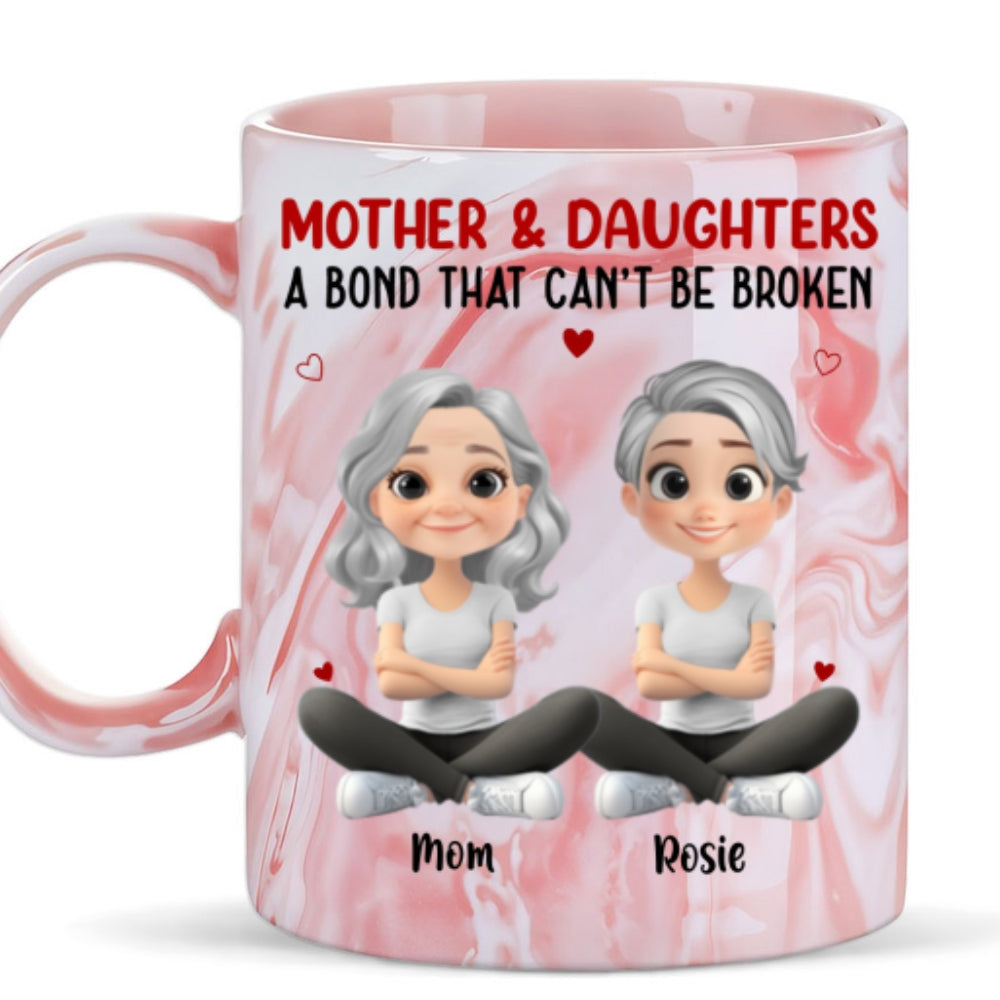 Mother And Daughter - Personalized Custom Pink Marble Mug