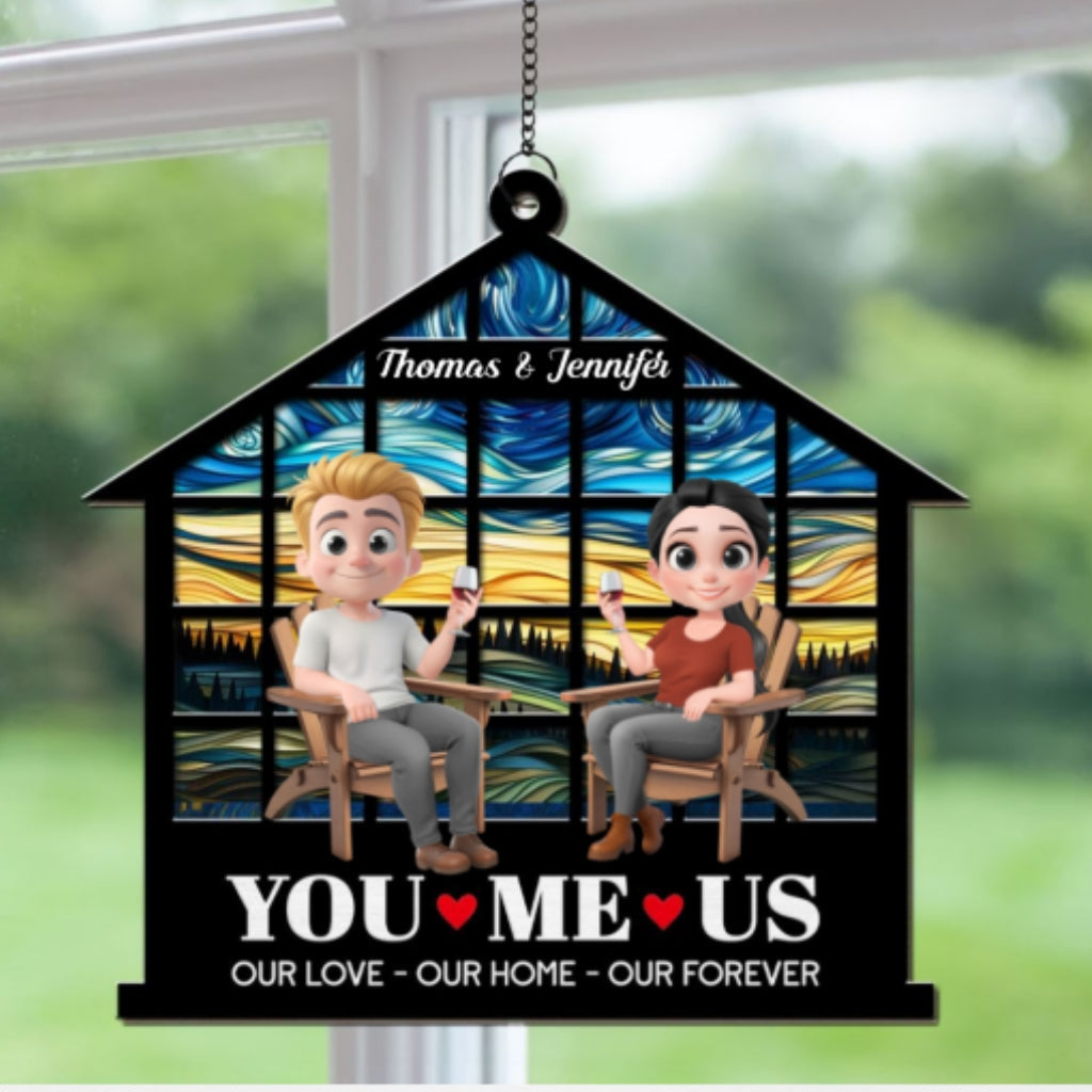 Home Begins With Our Love -  Personalized Custom Suncatcher