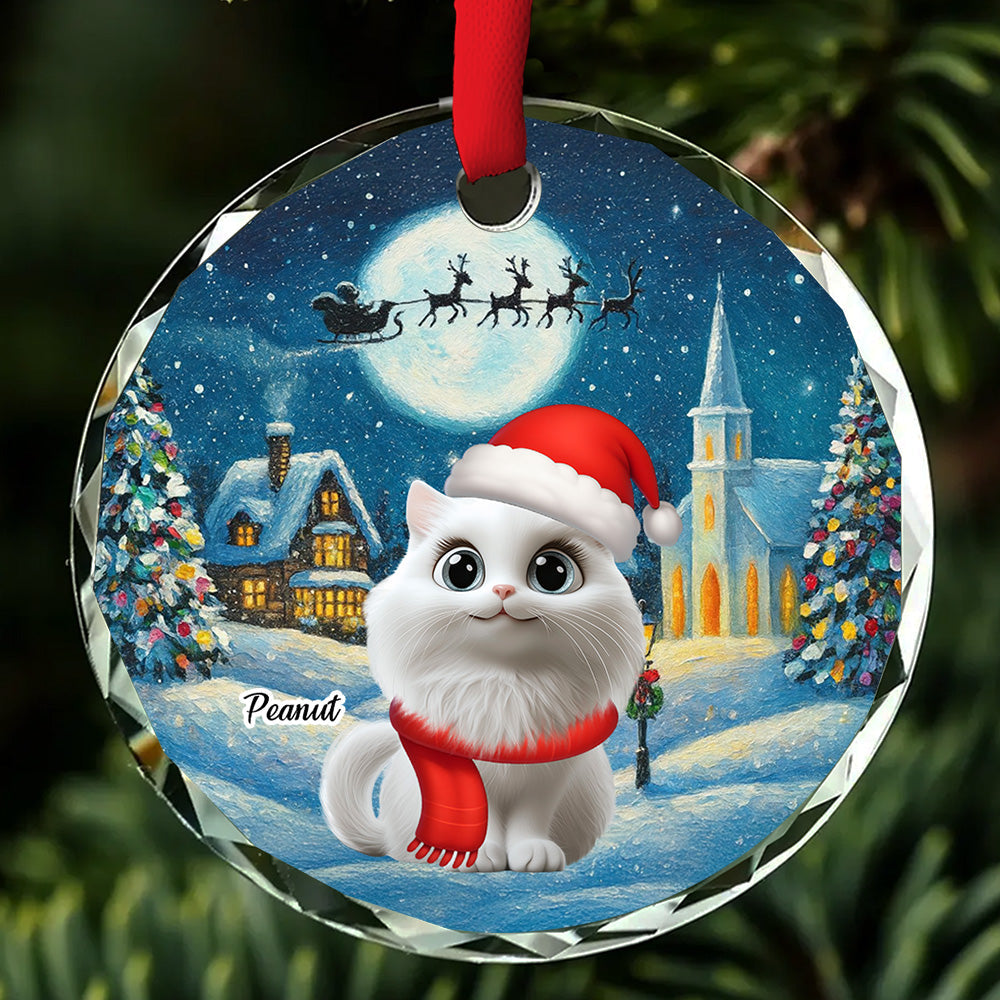 Falling In Me Cat Ver - Personalized Custom Glass Ornament