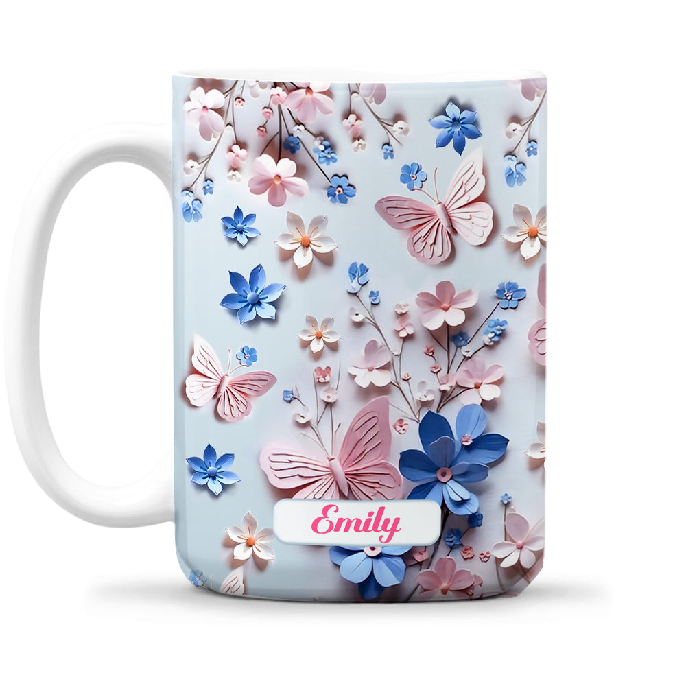 Butterfly With Flower - Personalized Custom 3D Inflated Effect Mug