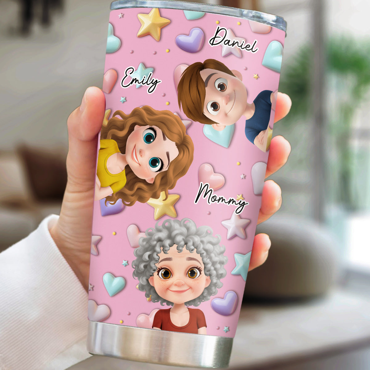 Cute Mommy And Children - Personalized Custom 3D Effect Tumbler