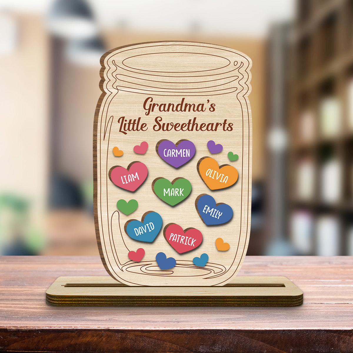 Grandma Little Sweethearts - Personalized Custom 2-Layer Wood Plaque With Flat Base