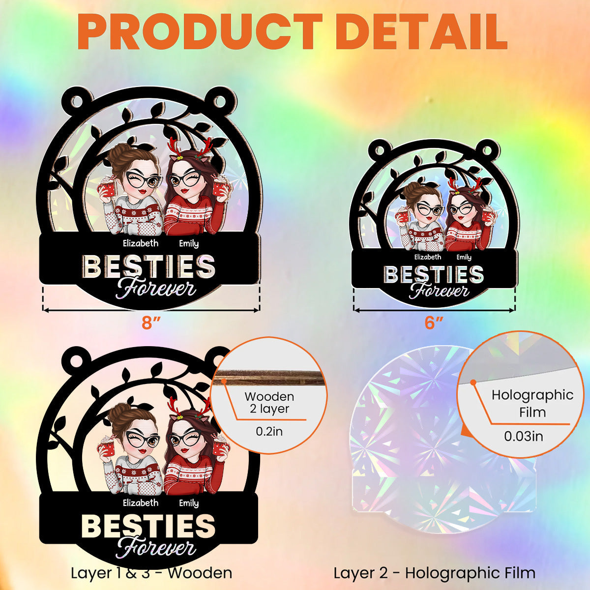 Sisters Forever - Personalized Custom Rainbow Suncatcher
