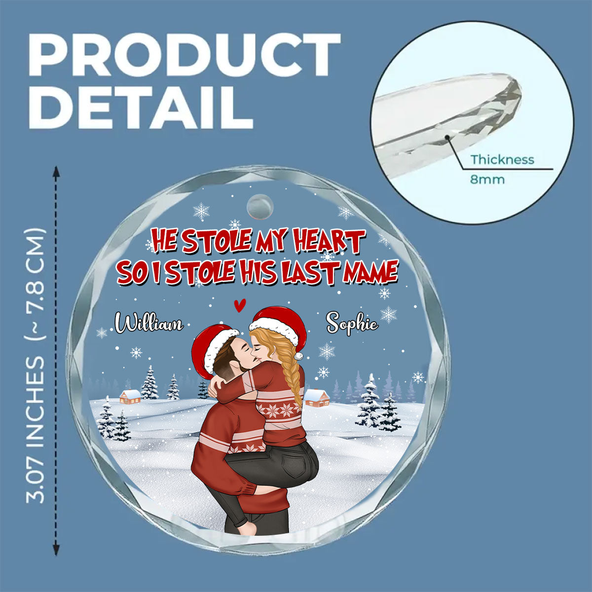 You Stole My Heart - Personalized Custom Glass Ornament