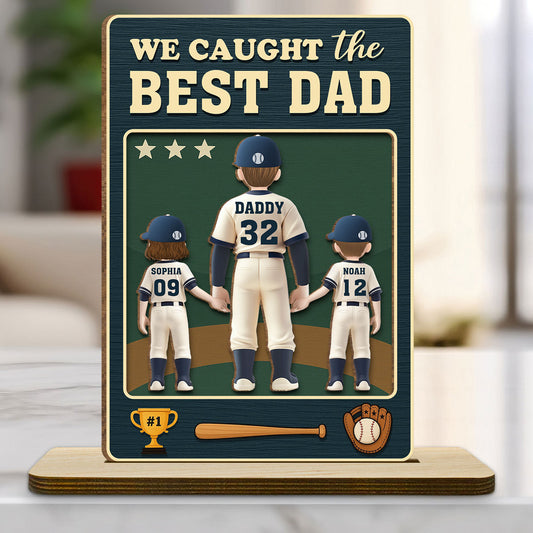 Daddy And His Teammate - Personalized Custom 2-Layer Wood Plaque With Flat Base