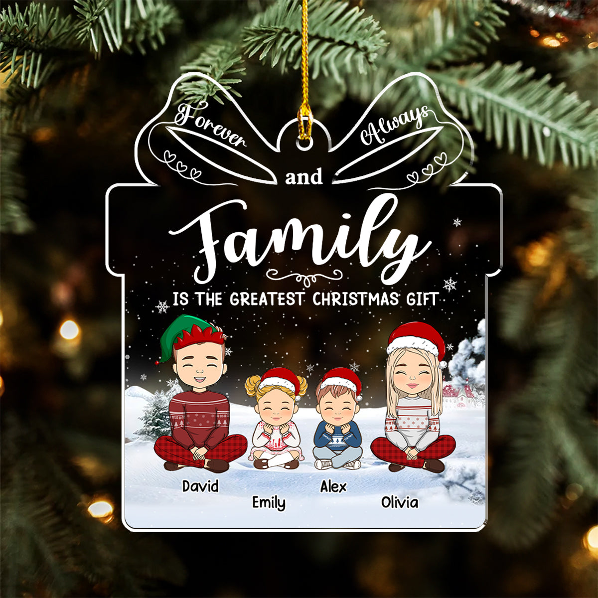 Forever And Always Family - Personalized Custom Acrylic Ornament