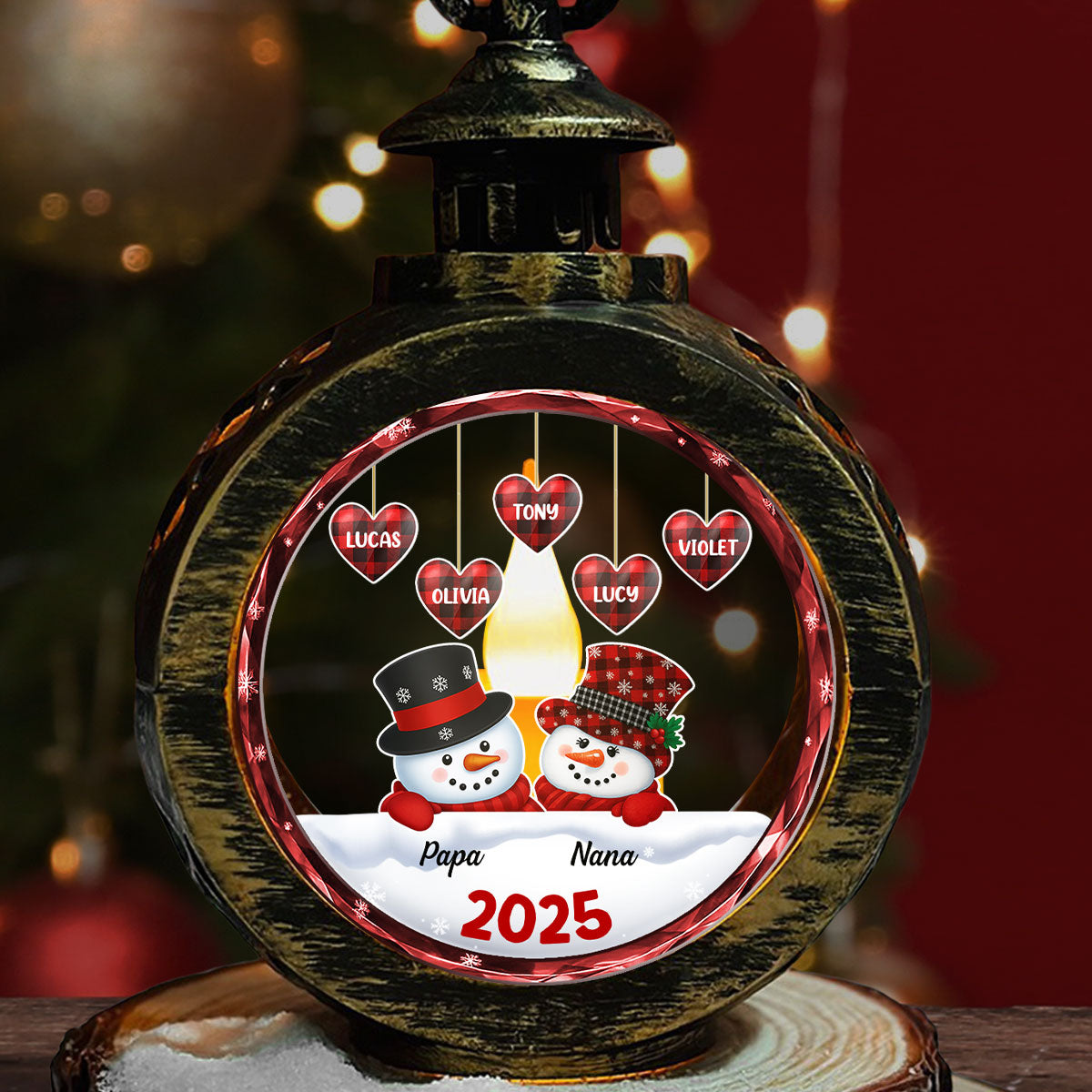 Grandparents Snowman Christmas - Personalized Custom Christmas Lantern