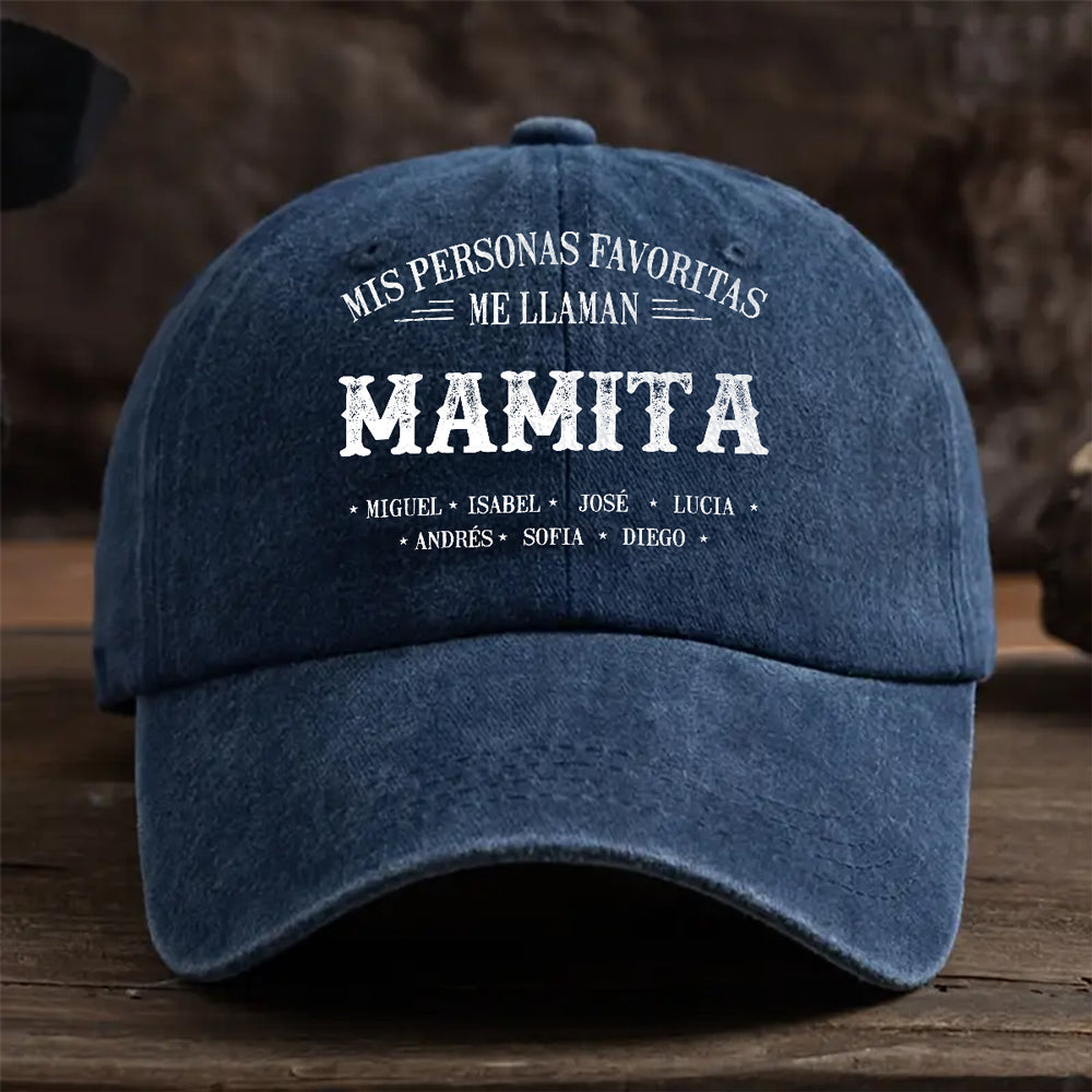 Mis Personas Favoritas Me Llaman Nana - Gorra de Mezclilla Vintage Lavada Personalizada