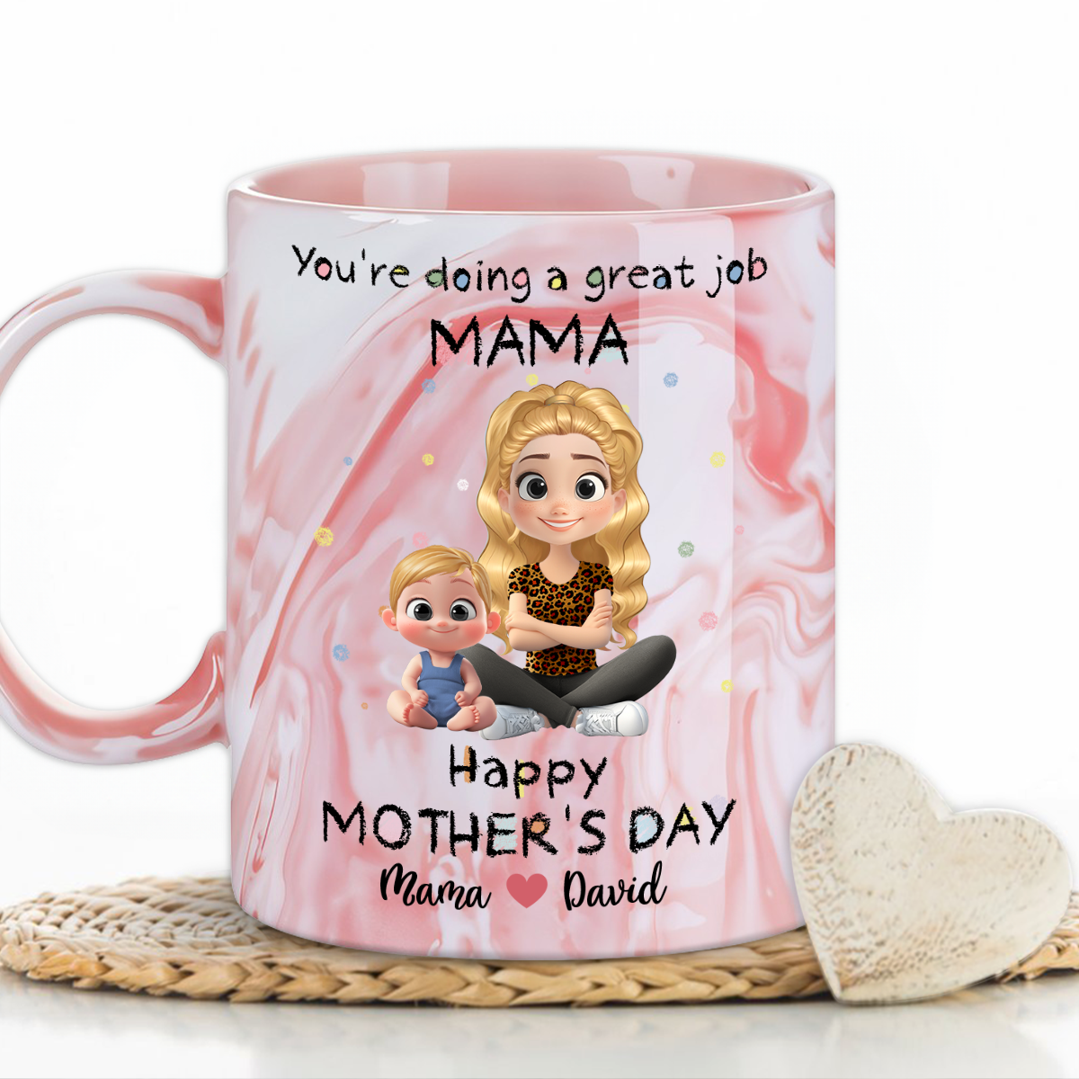 To My Mommy - Personalized Custom Pink Marble Mug