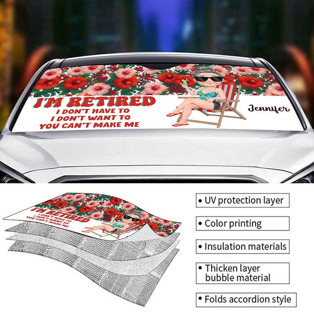 I Am Retired - Personalized Custom Car Sunshade