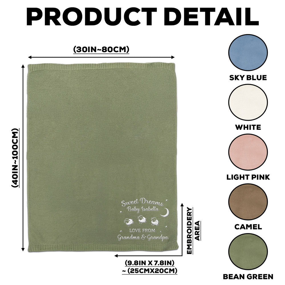 Love From Grandma - Personalized Custom Embroidered Knitted Baby Blanket