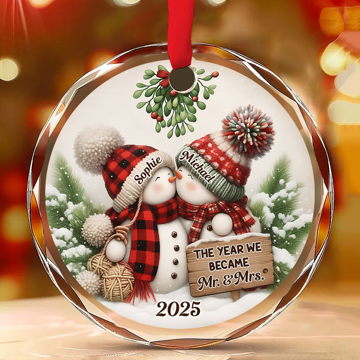 Merry And Bright Together - Personalized Custom Glass Ornament