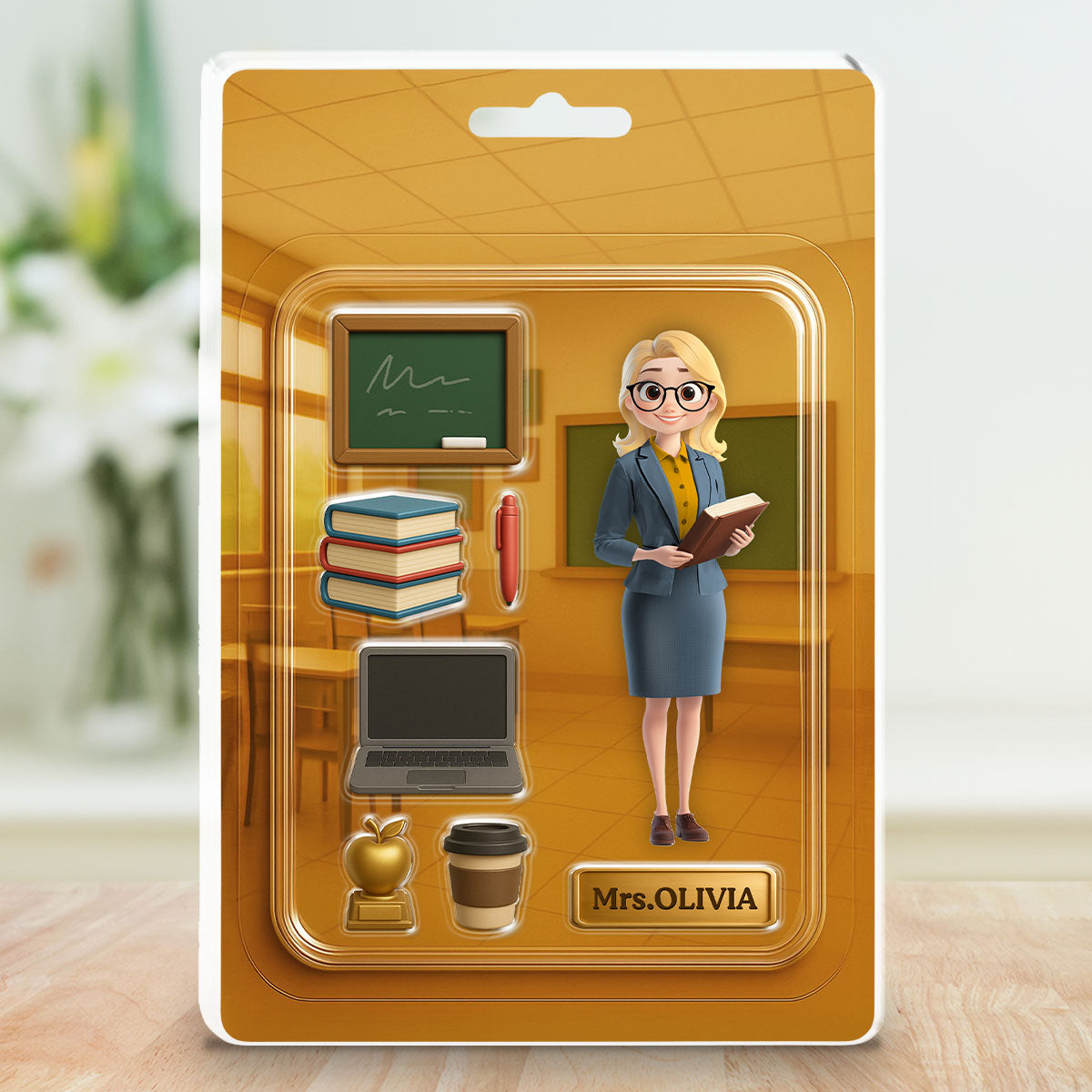Happy Teacher Figure - Personalized Custom Acrylic Plaque