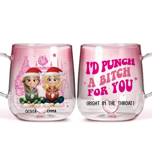 Besties In Pink - Personalized Custom Pink Gradient Glass Mug