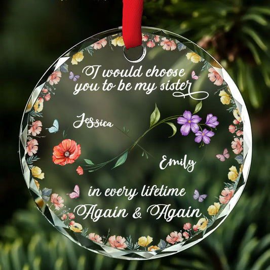 Love Between Sisters Never Ends - Personalized Custom Glass Ornament