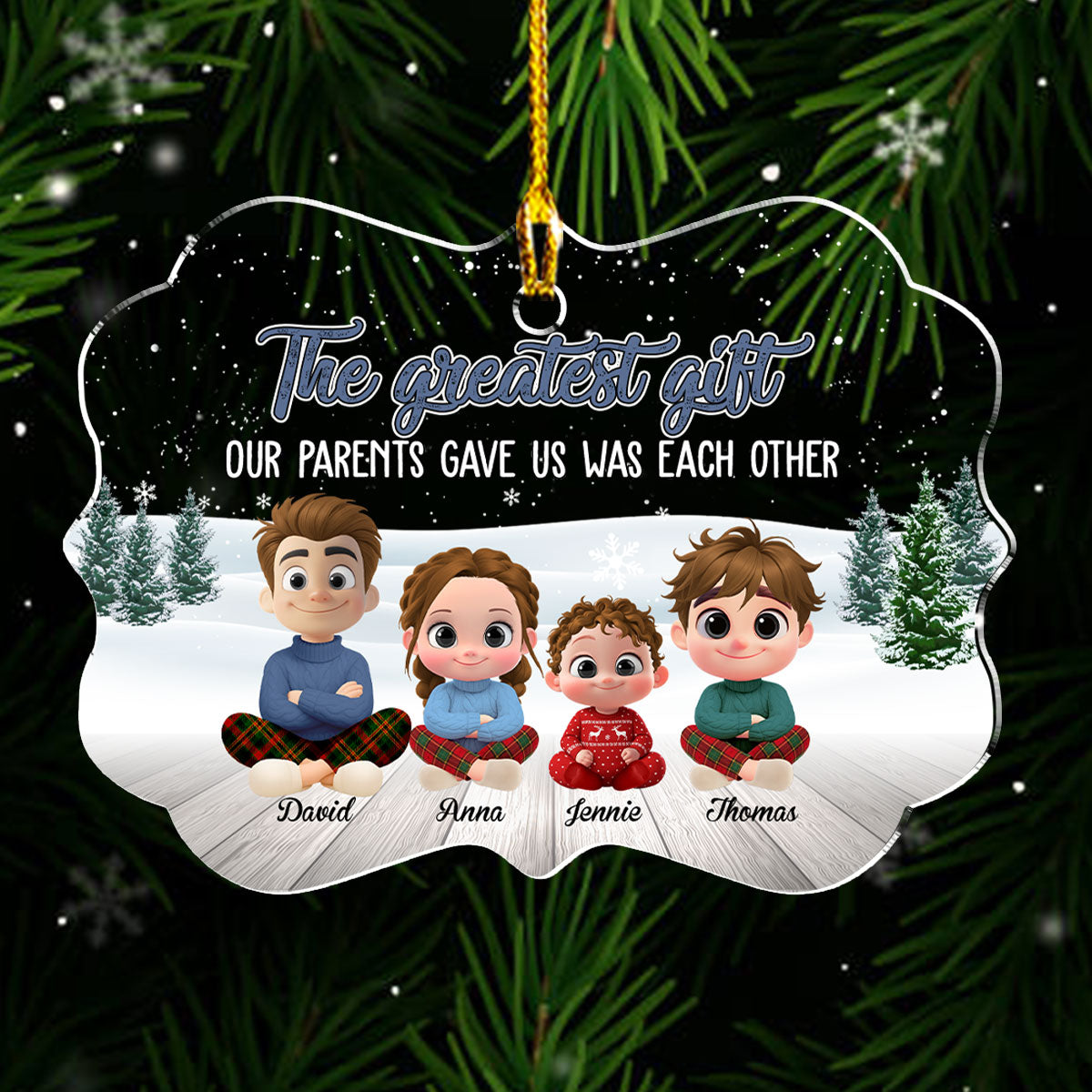 Our Greatest Gift Cartoon - Personalized Custom Acrylic Ornament