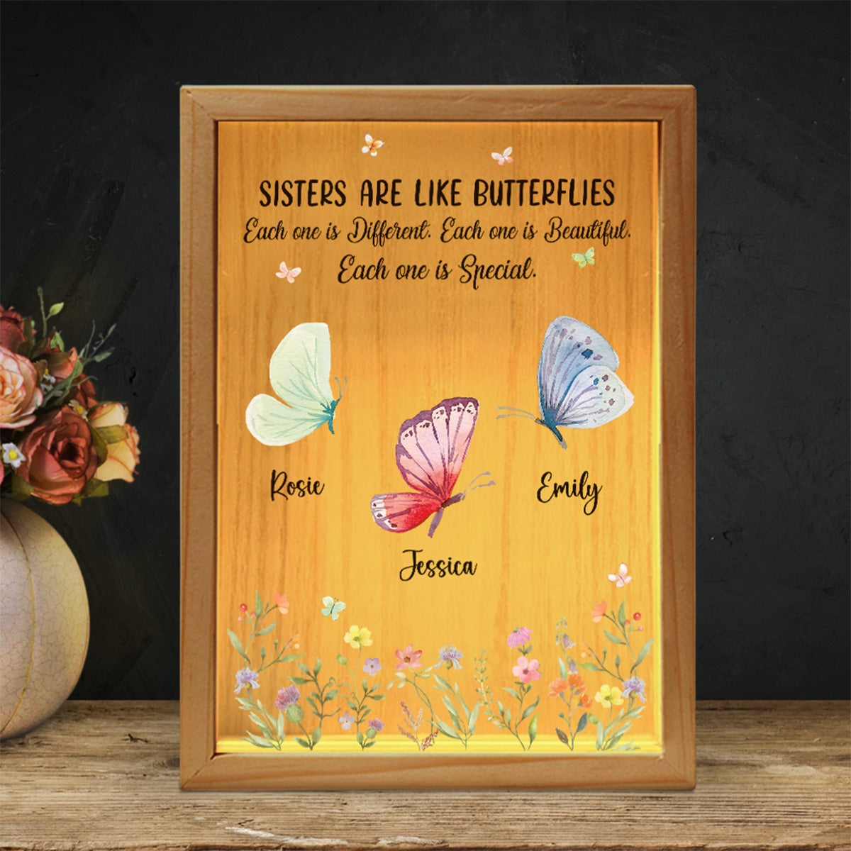 Sisters Shine Like Butterfly - Personalized Custom Frame Light Box