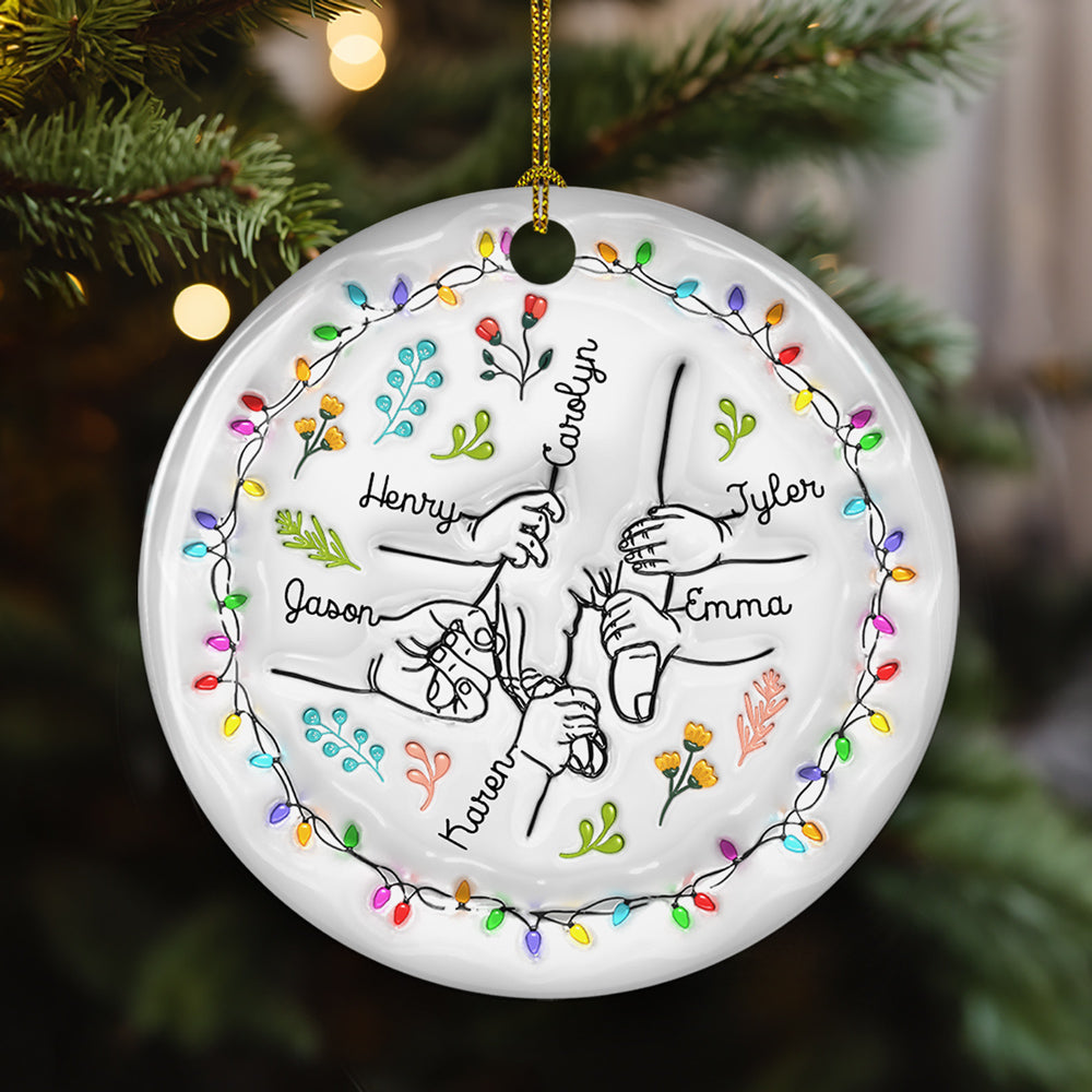 Nana Hold Our Hands - Personalized Custom 3D Inflated Effect Ceramic Ornament