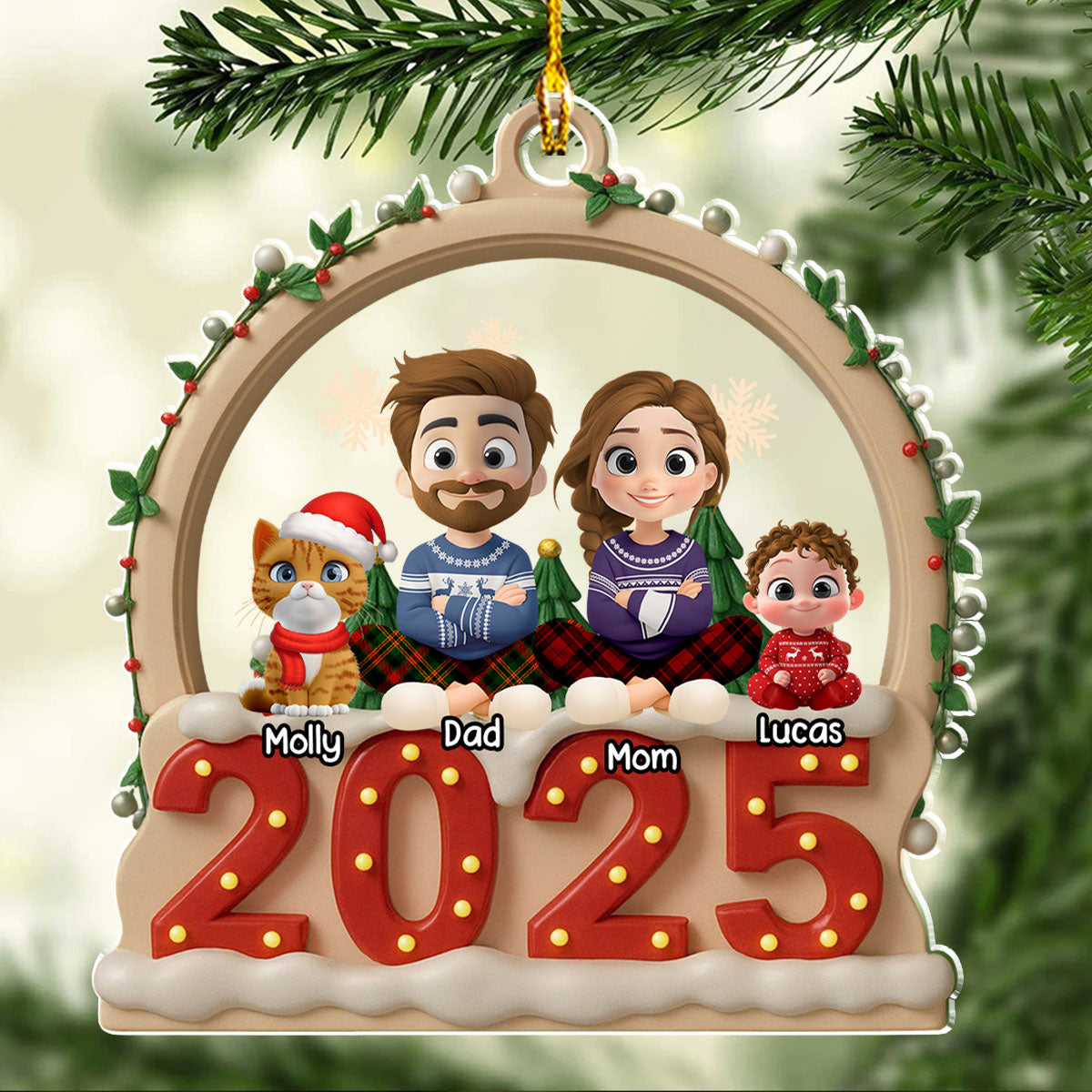 Our Christmas Together With Fur Babies - Personalized Custom Acrylic Ornament