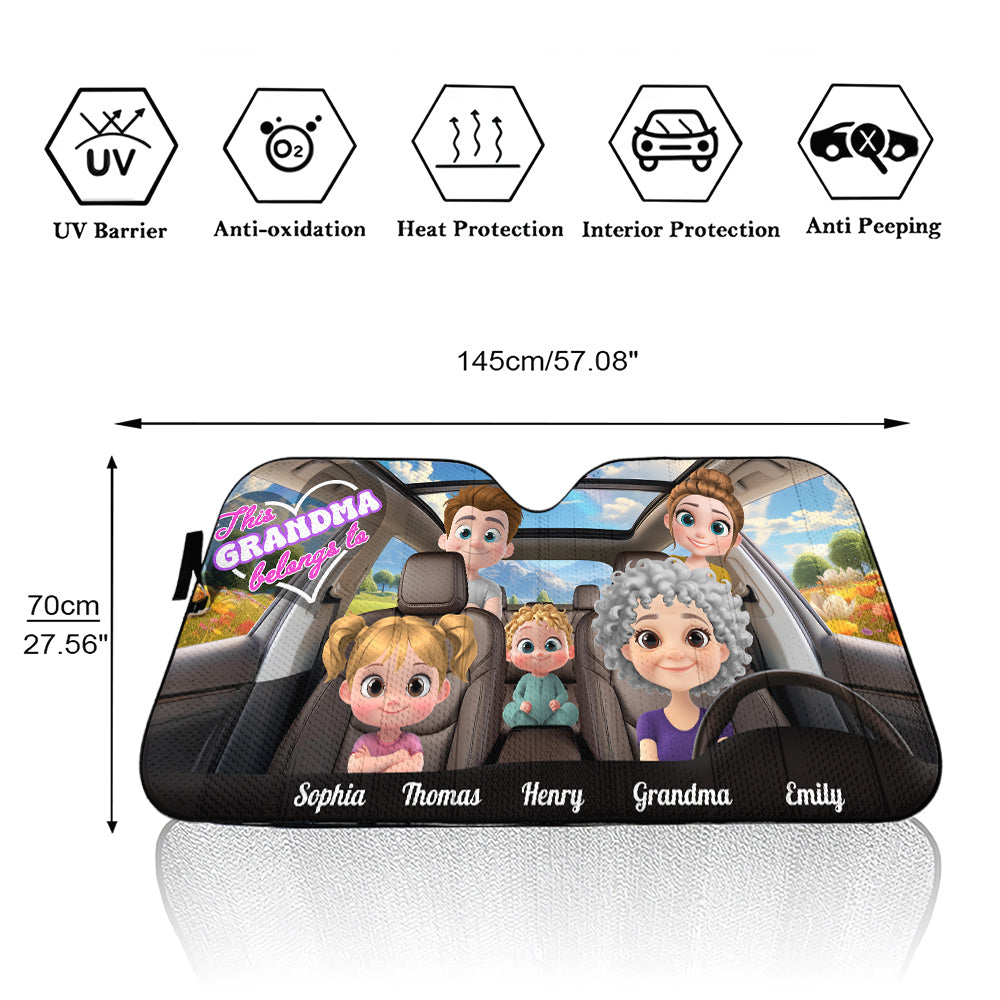 This Grandma Belongs To - Personalized Custom Car Sunshade