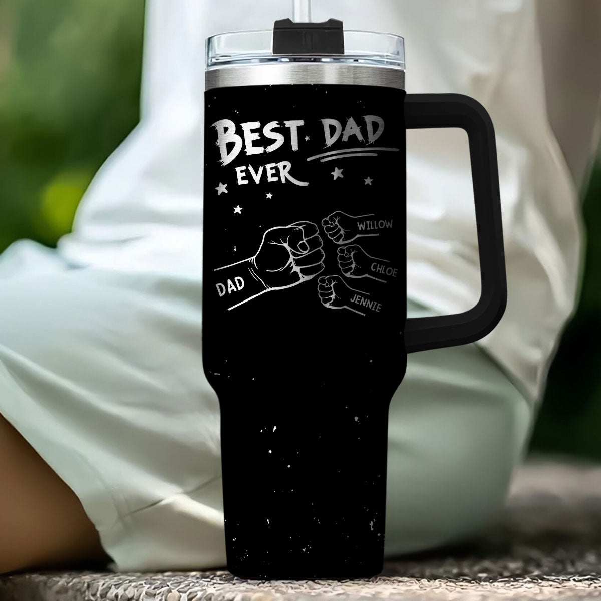 Handsome Dad Ever - Personalized Custom Engraved 40oz Tumbler With Handle