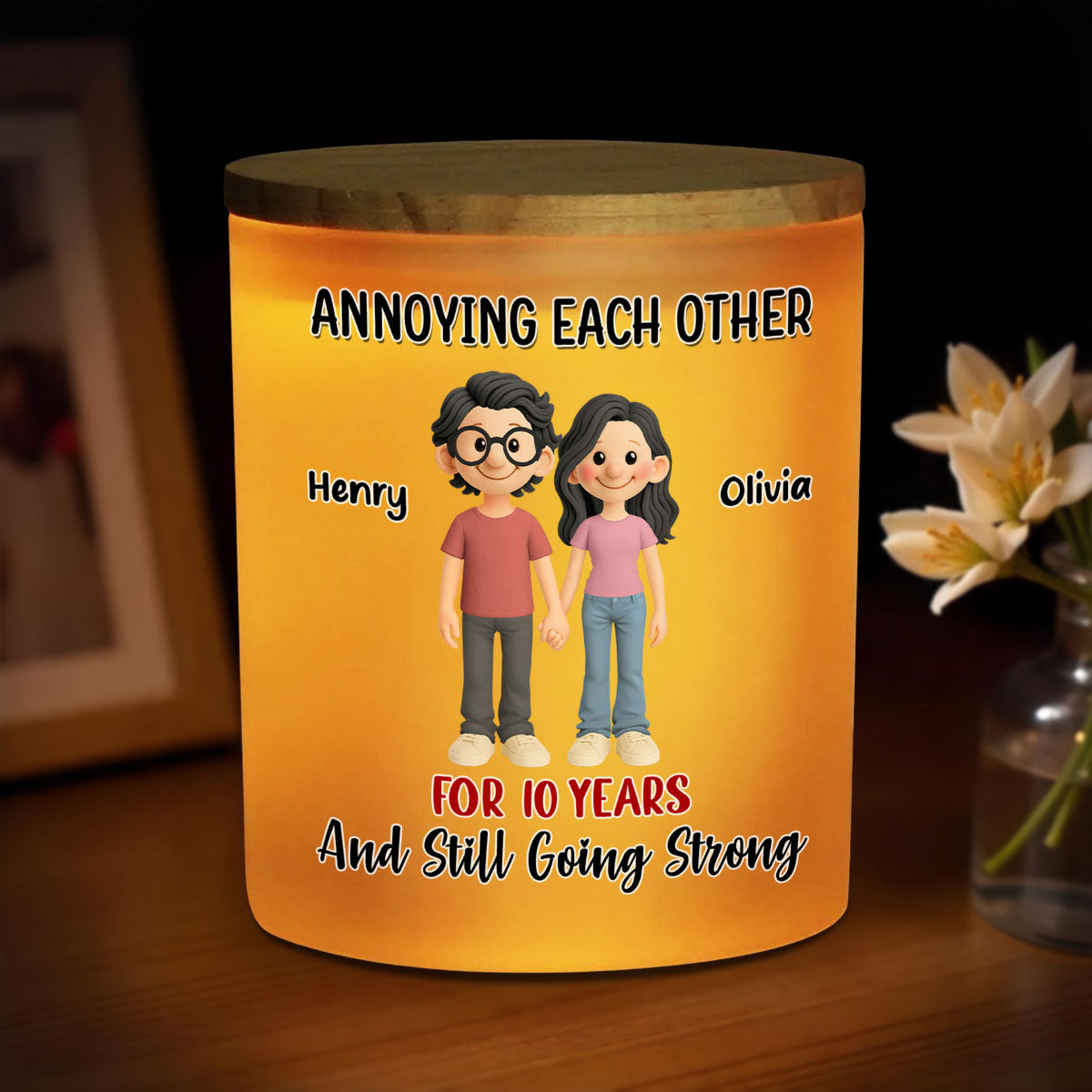 Annoying Each Other Forever - Personalized Custom Glass Jar With LED Candle