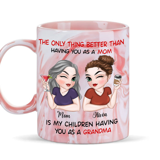 Lovely Nana - Personalized Custom Pink Marble Mug