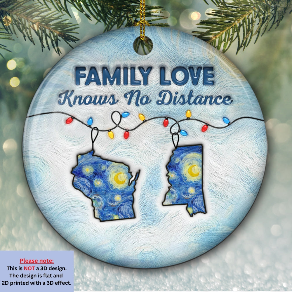 Long Distance - Personalized Custom  3D Inflated Effect Ceramic Ornament