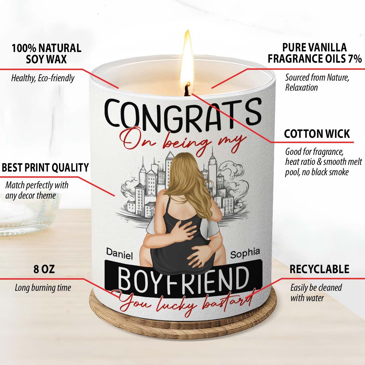 Congrats On Being My Boyfriend - Personalized Custom Candle